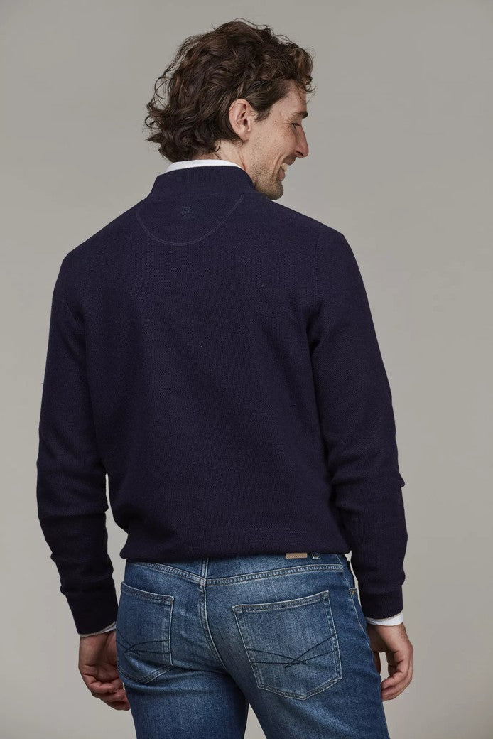 HALF ZIP STRUCTURE KNIT NAVY