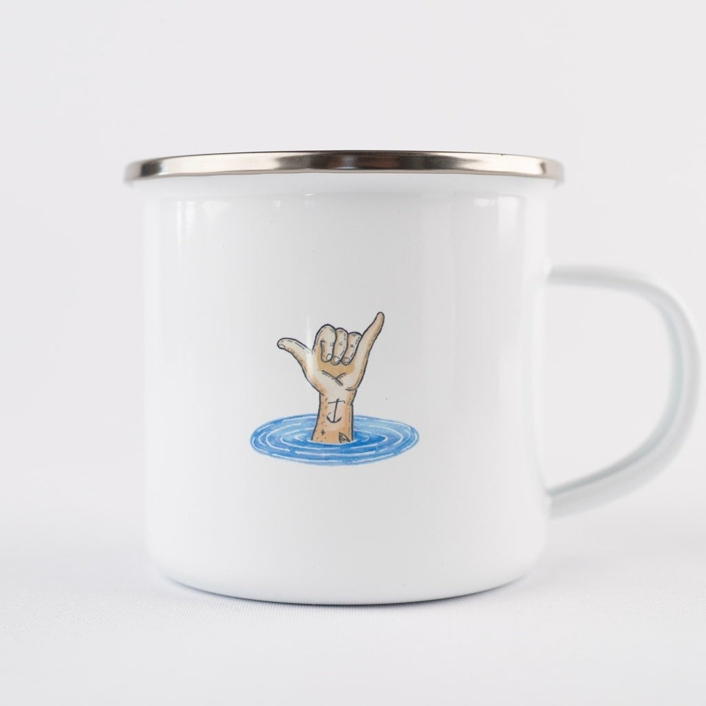 Shark Shaka Enamel Mug White