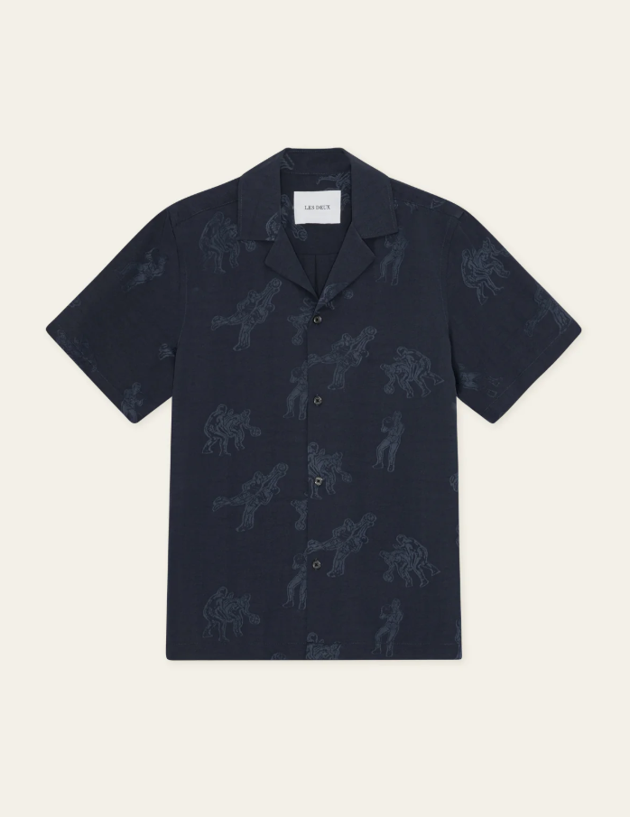 Lesley Players Jacquard SS Shirt Dark Navy