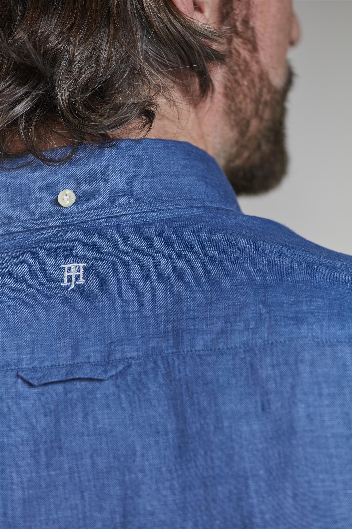 Short Sleeve Linen Shirt Navy