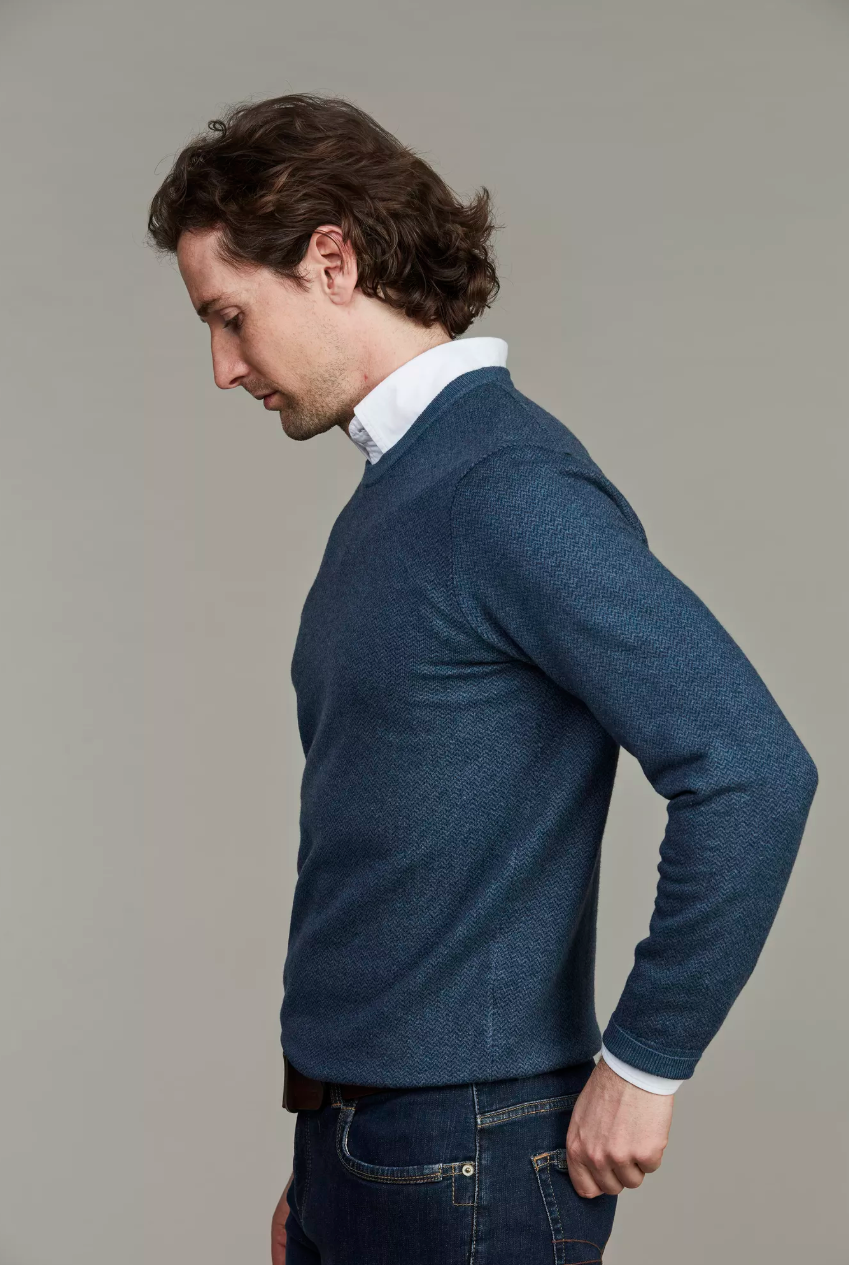 2Tone Herringbone Knit Blue