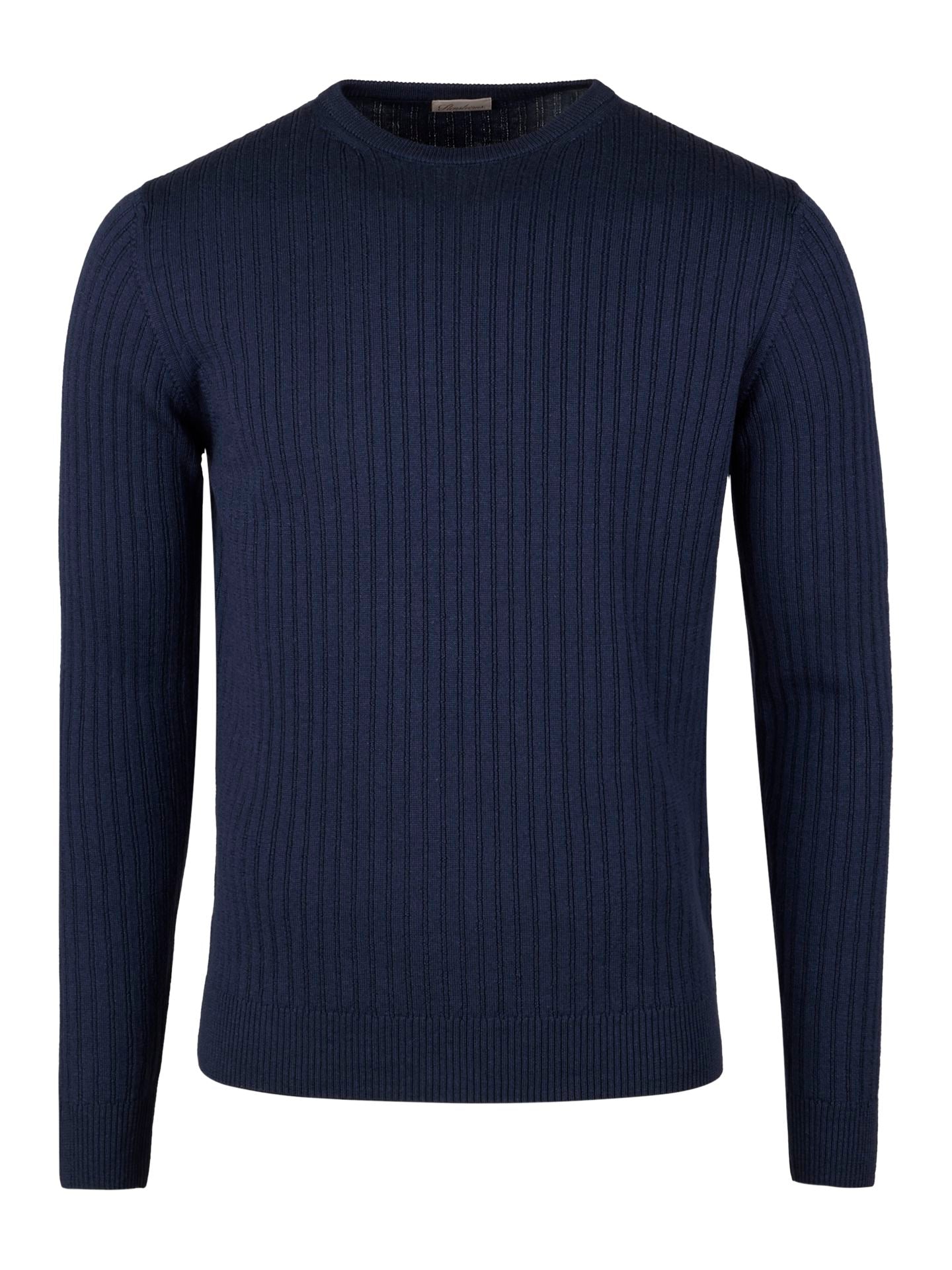 Sweater Knitted Ribbed Linen / Merino Wool Dark blue