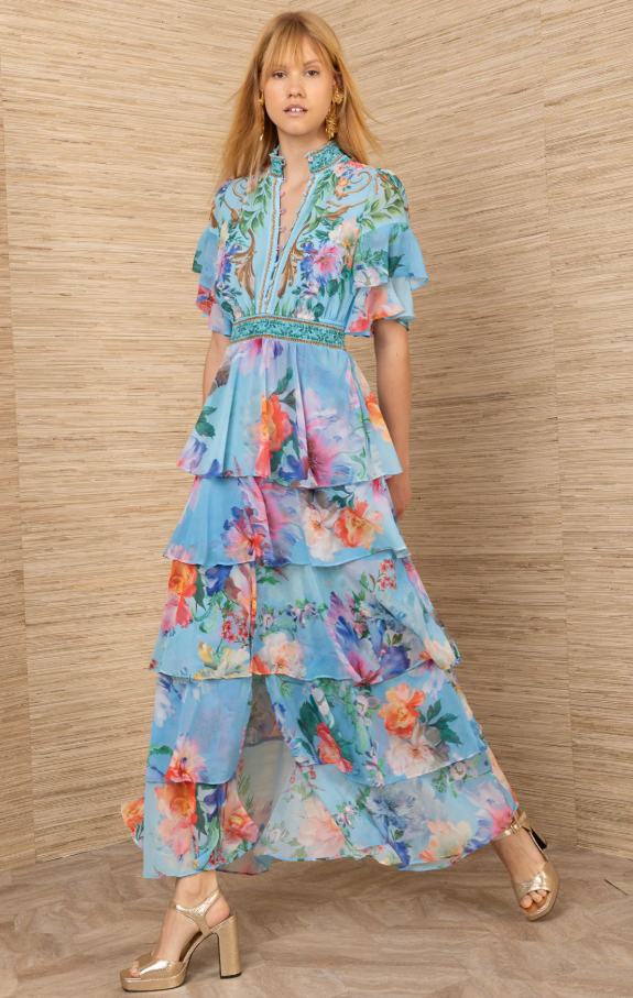 Itzayana Chiffon Maxi Dress Blue