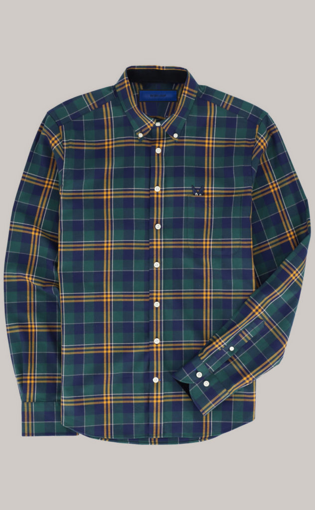 Plaid Flannel Green Navy Yellow Shirt
