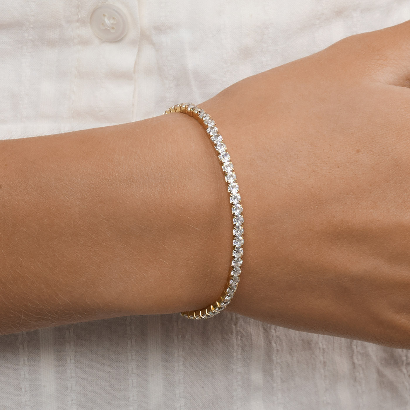 SUNNY-TENNIS BRACELET CRYSTAL STAINLESS STEEL-GOLD