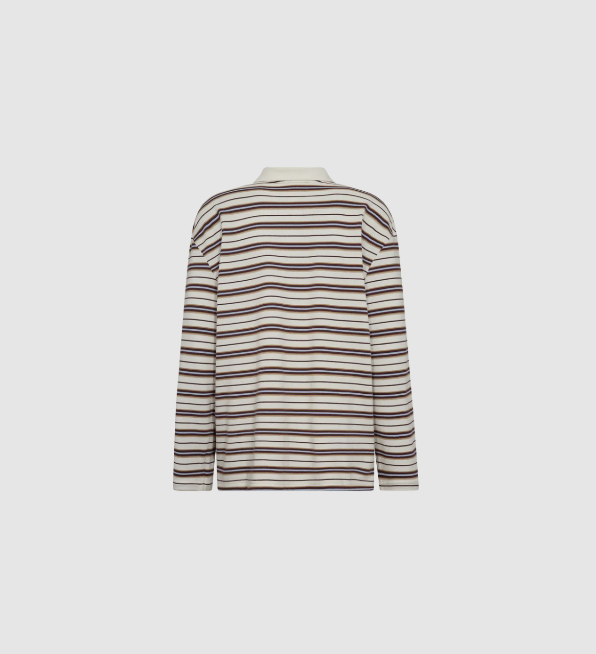 MMRossett LS Stripe Polo Tee Brunnera Blue