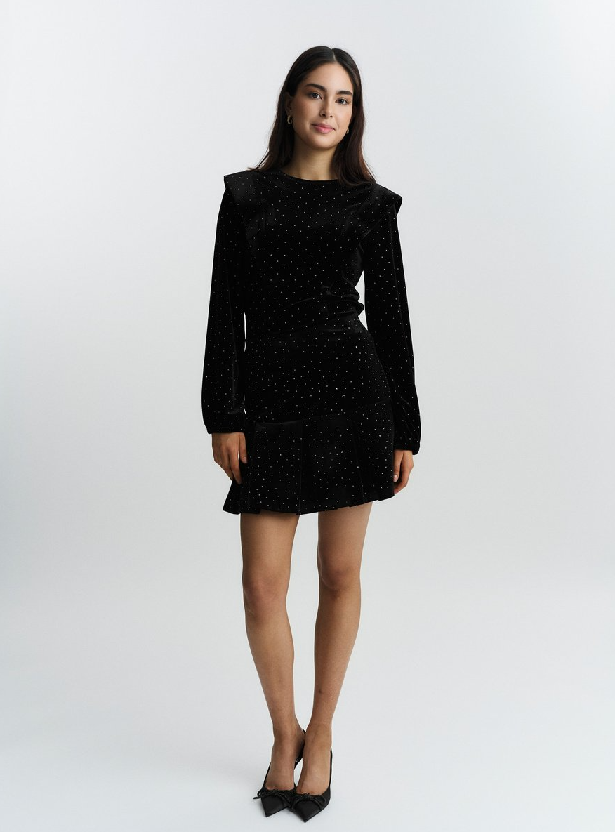 Sirina Stud Velour Skirt Black