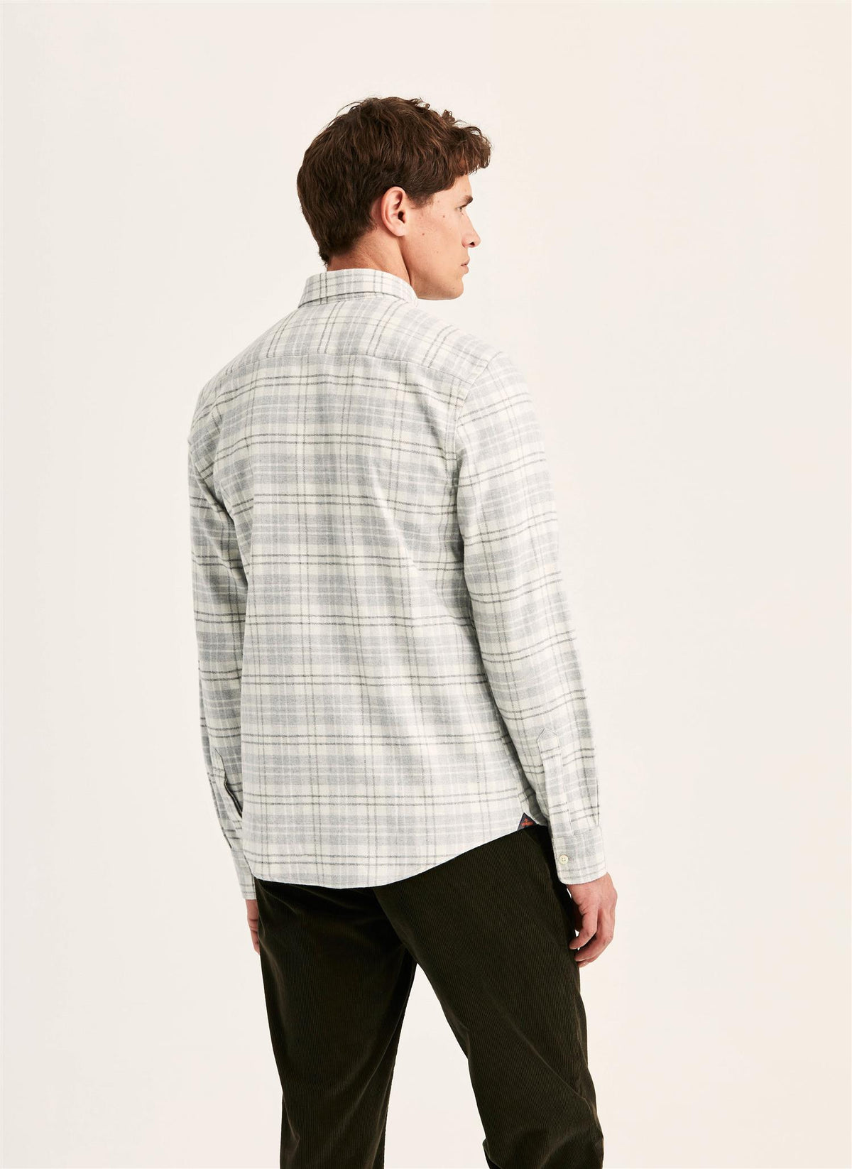 Flannel Mouliné Shirt-Slim Fit Grey