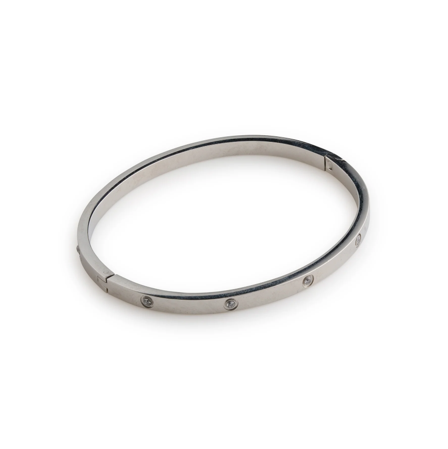 Fiona - Crystal Bangle Bracelet Stainless Steel - Silver