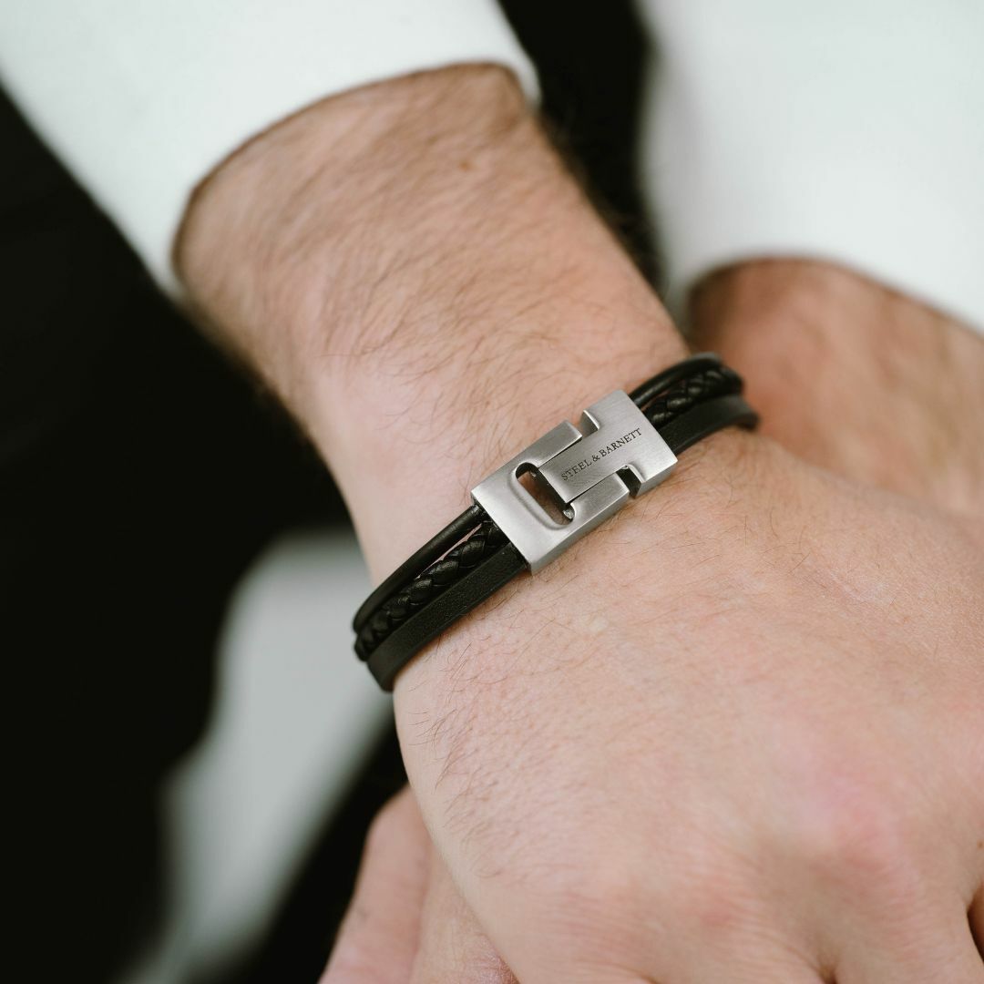 Leather Bracelet Casual Cole Black