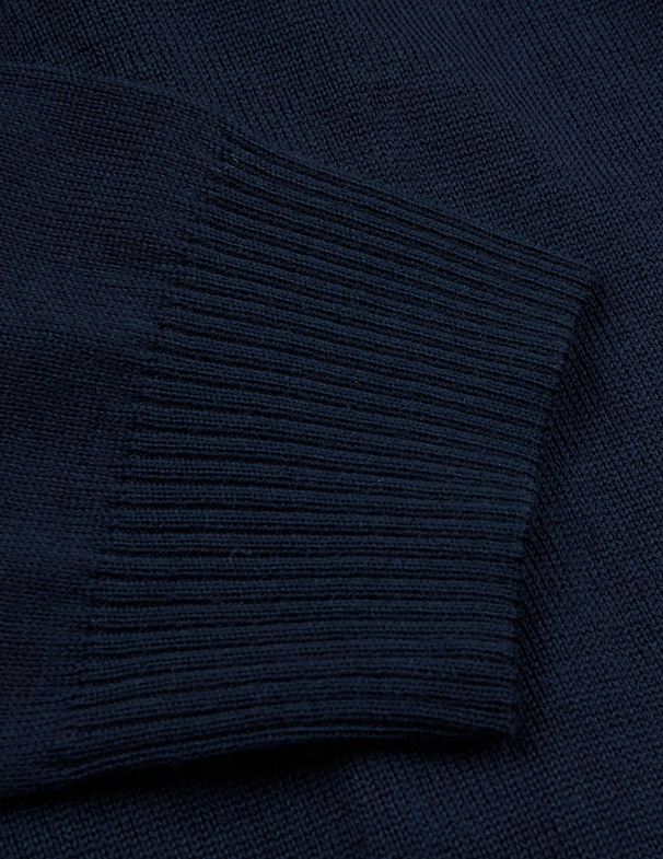 Cardigan Knitted Fullzip Merino Wool Navy