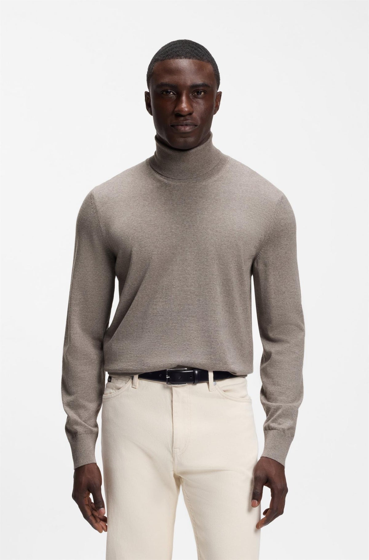 Musso Rollneck Sweater In Extra Fine Merino Wool Open Brown