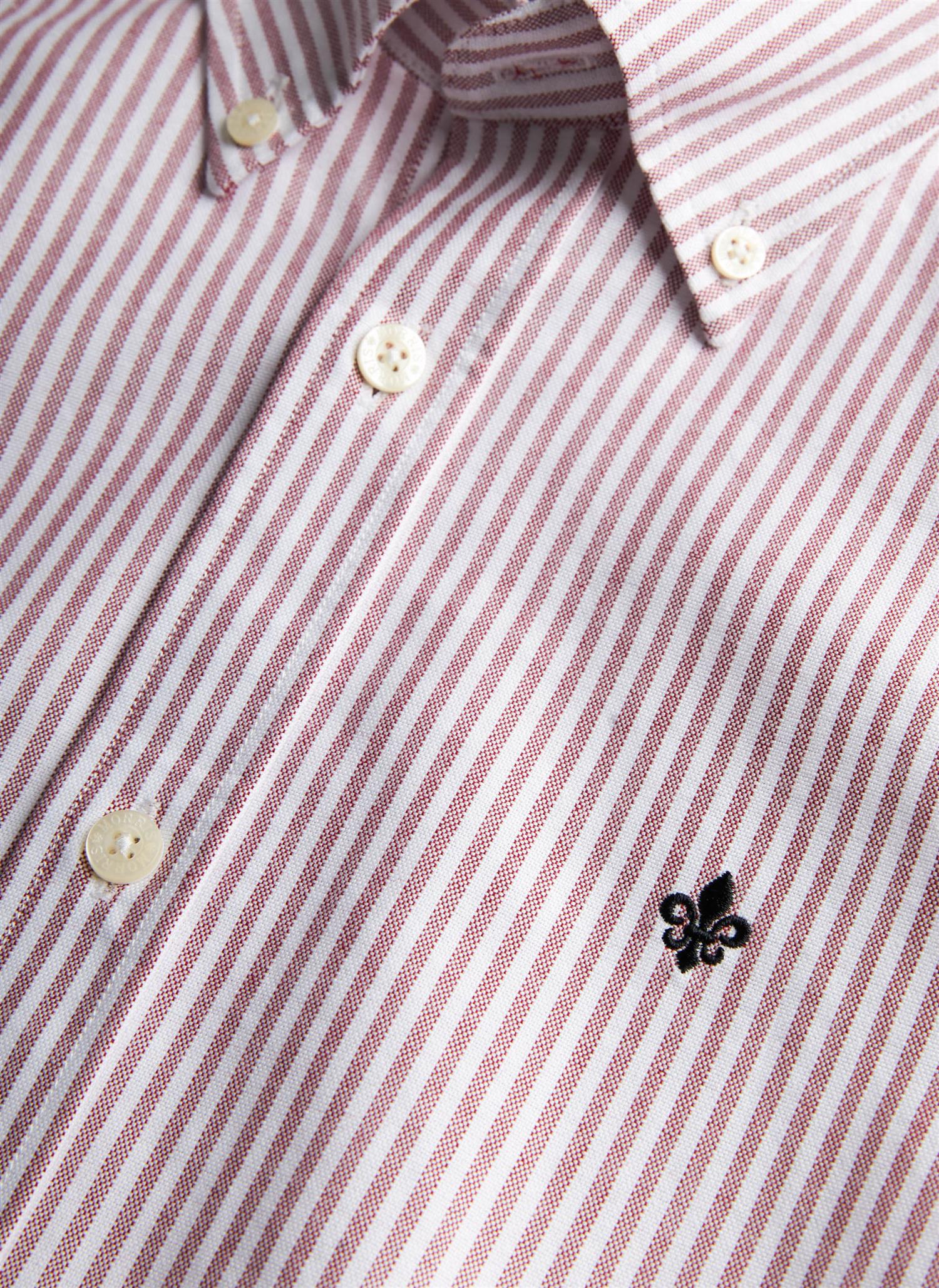 Douglas Oxford Stripe Shirt-Slim Fit Wine Red