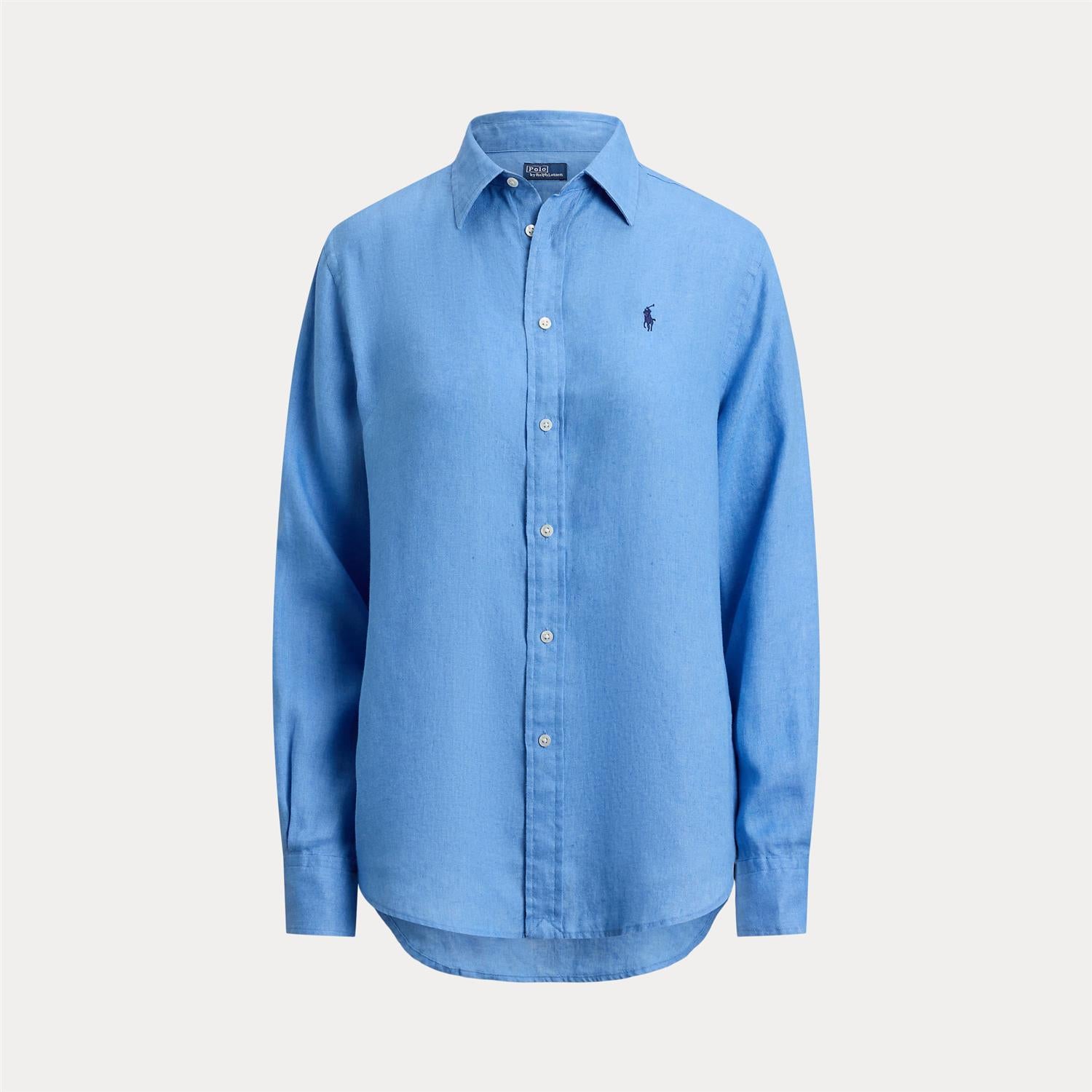 Classic-Long Sleeve-Button Front Shirt - Blue