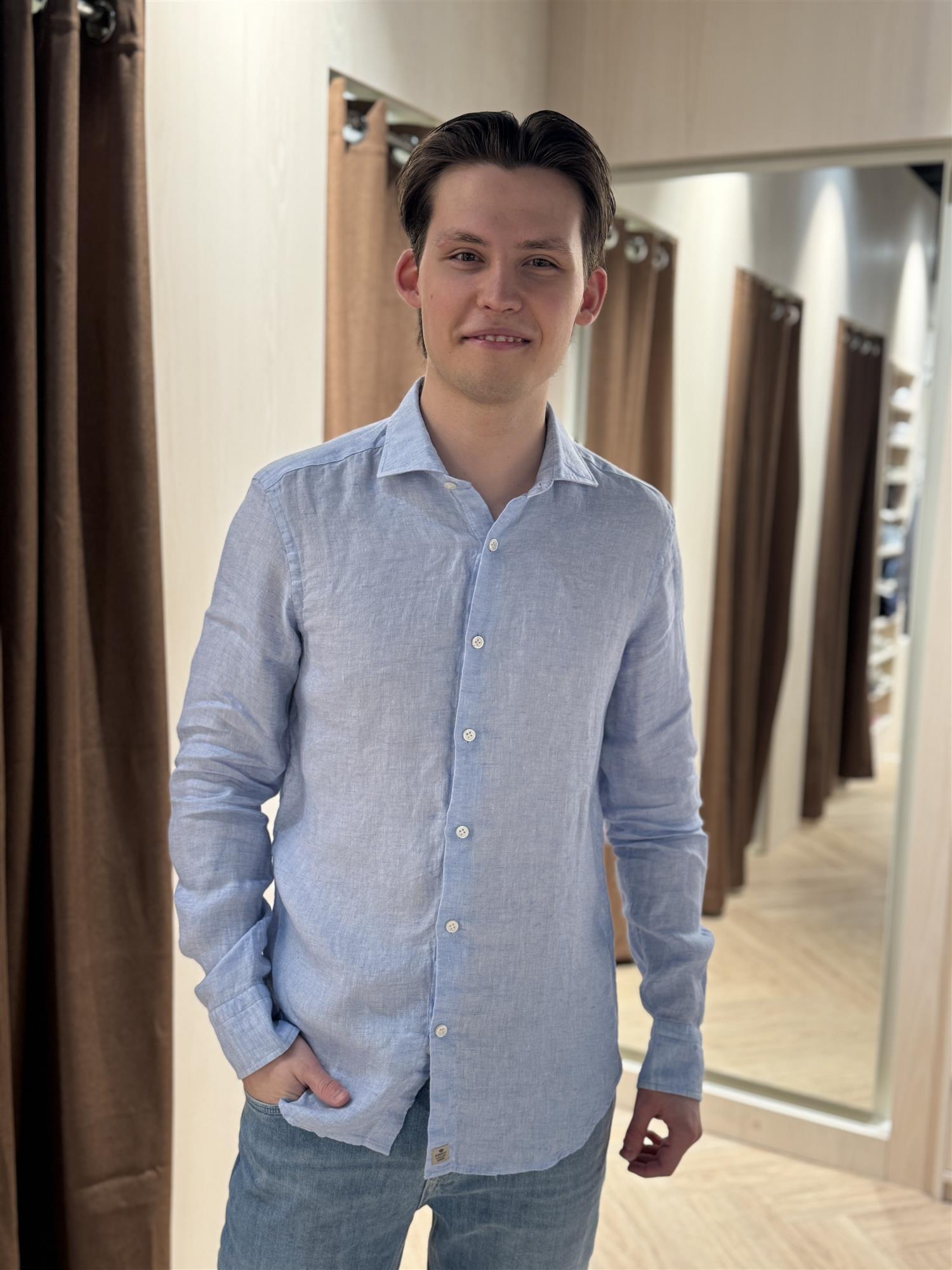 Linen Shirt 3106 Light Blue