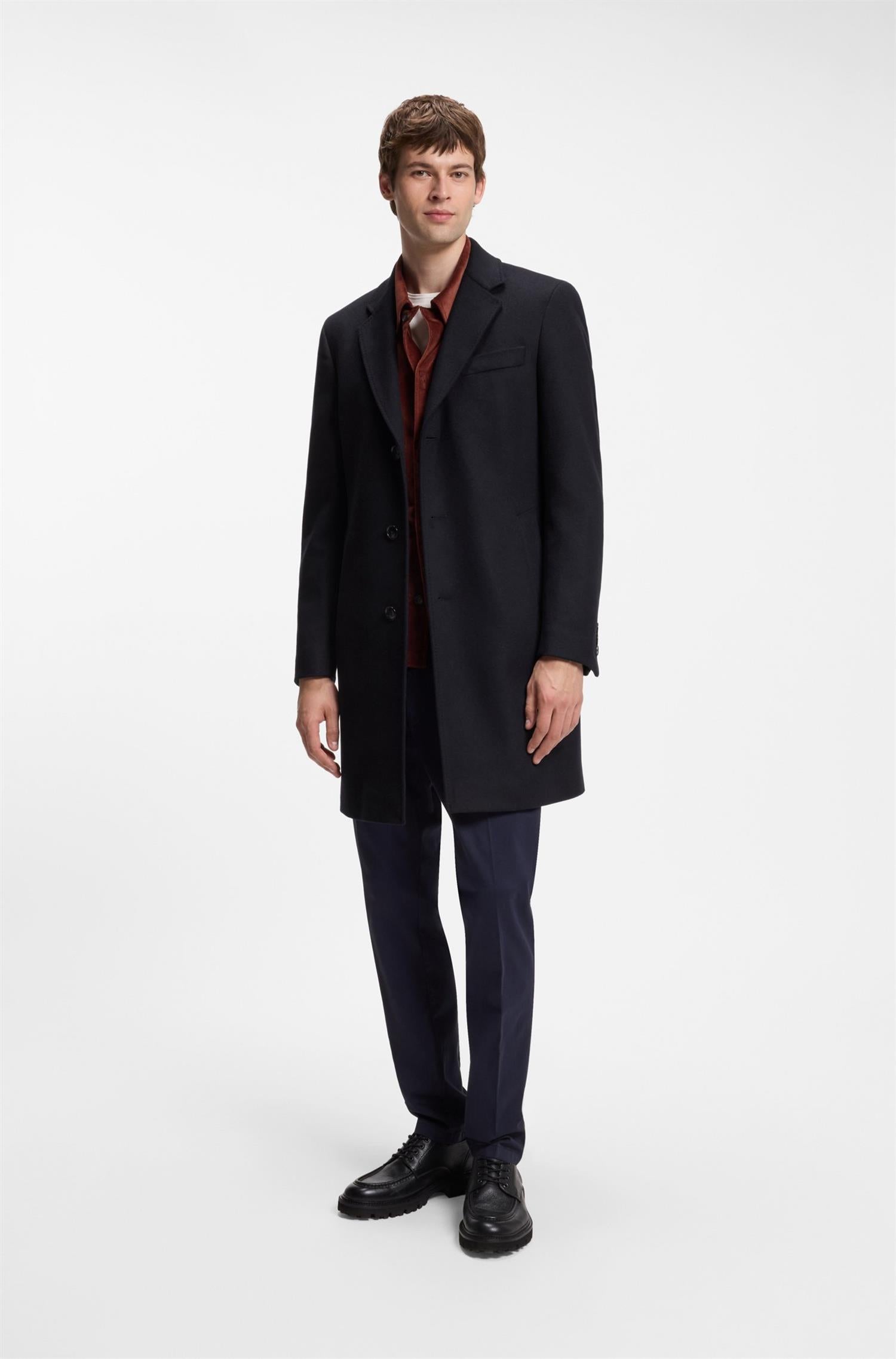 H-Hyde Formal Coat In Wool And Cashmere Navy