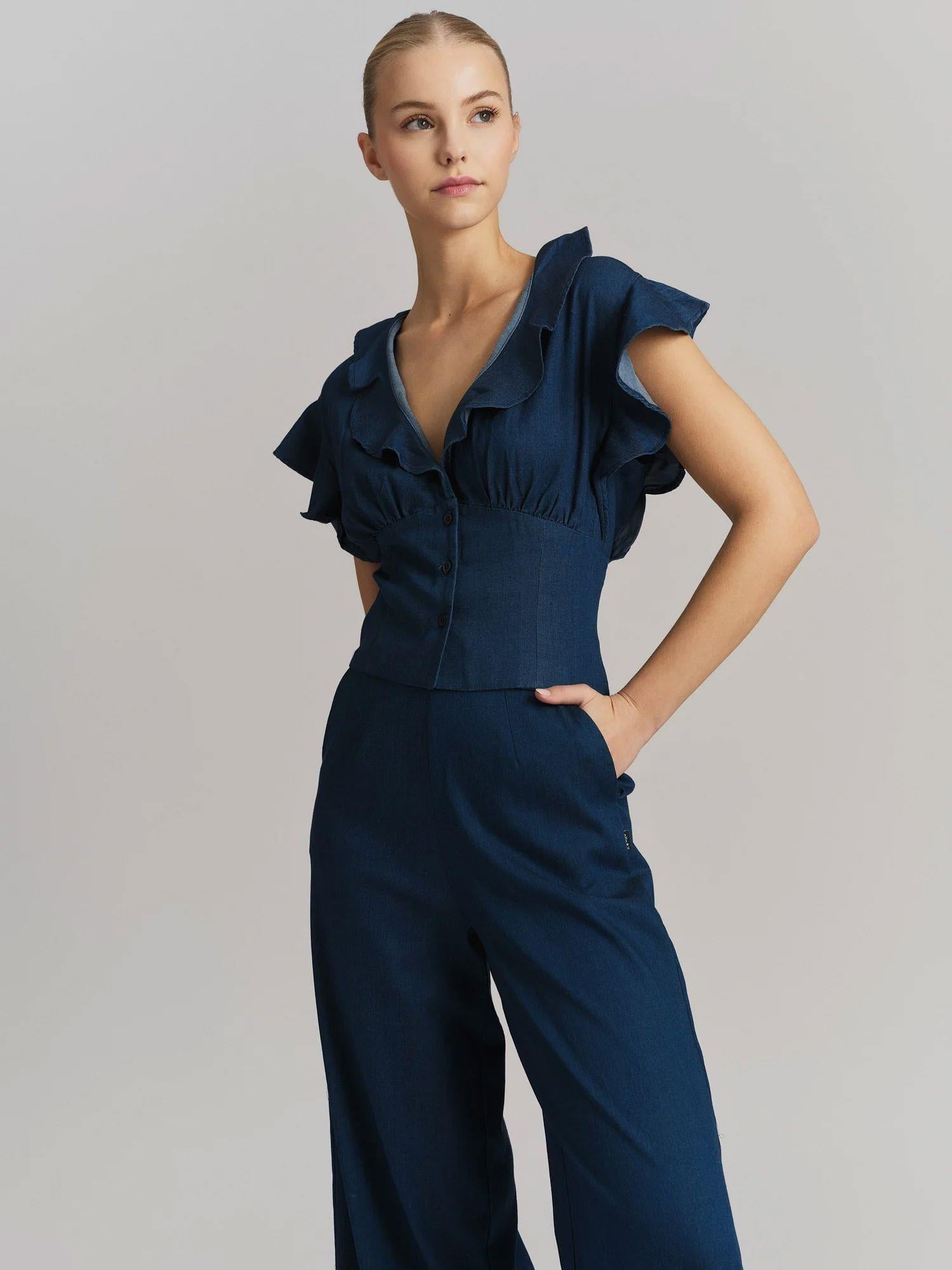 Felica Tencel Pants Dark Blue
