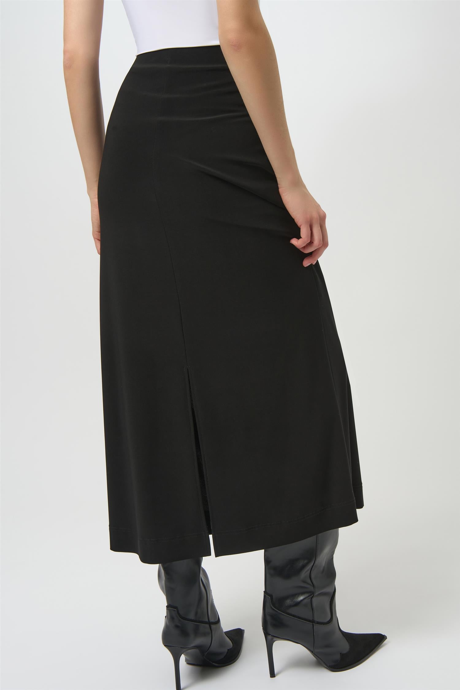 Silky Knit Pull-On Maxi Skirt Black