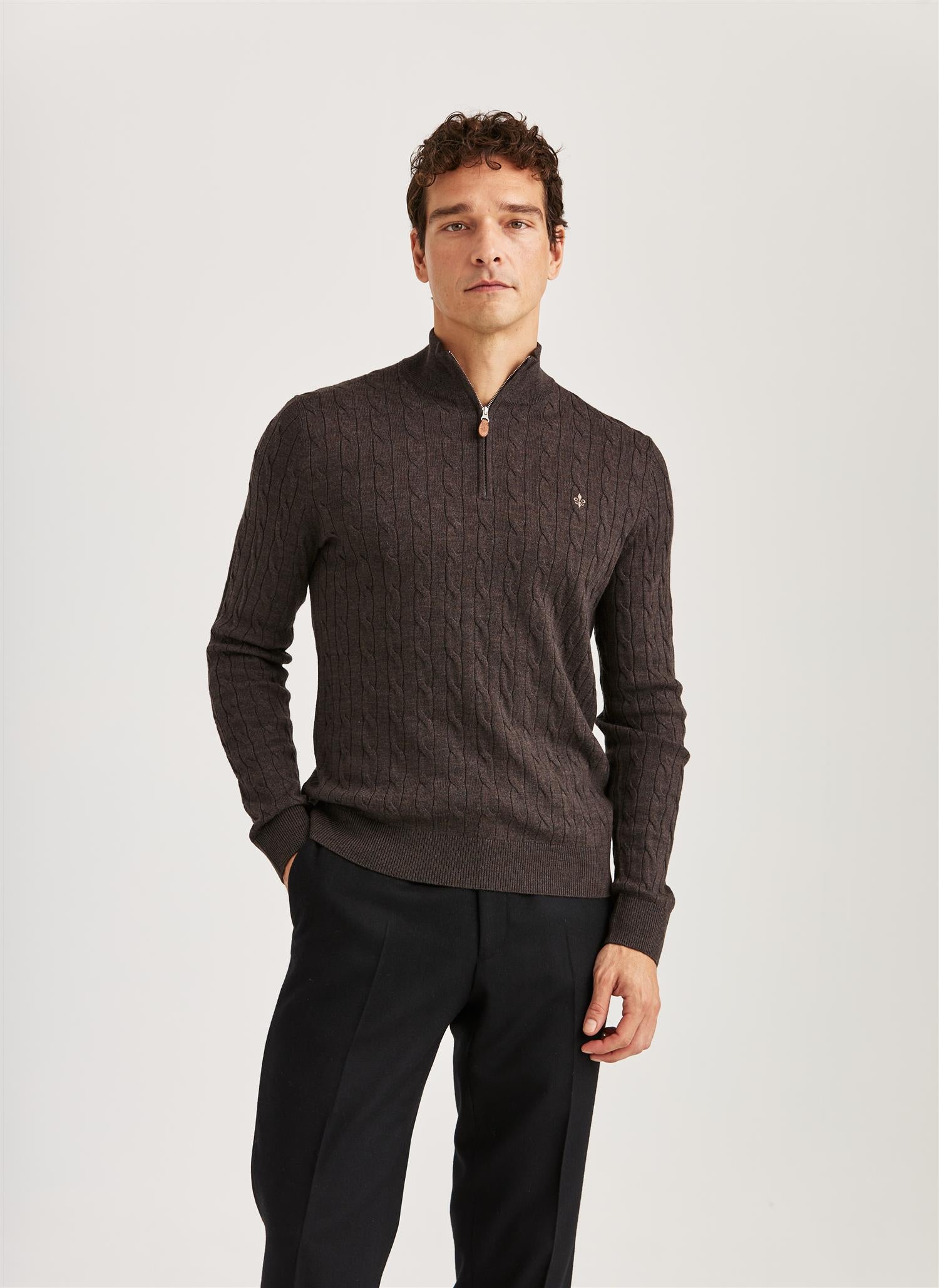 Merino Cable John Zip Brown