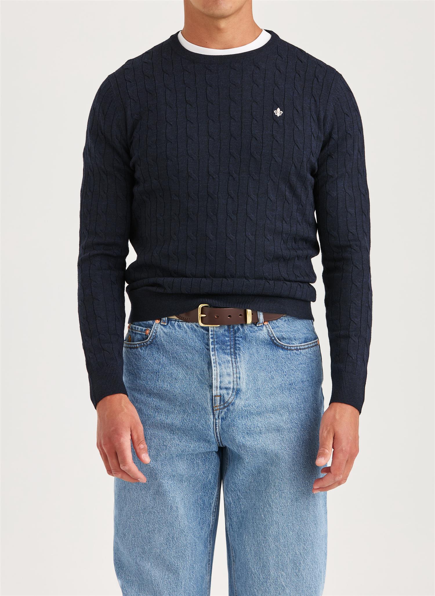 Merino Cable Oneck Navy