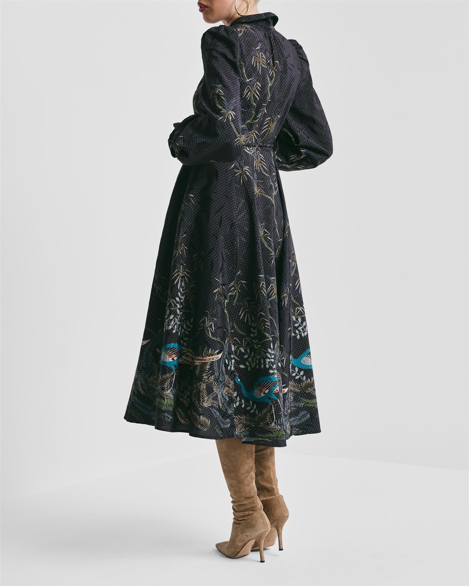 Jacquard Midi Dress AW25 Blue Peacock