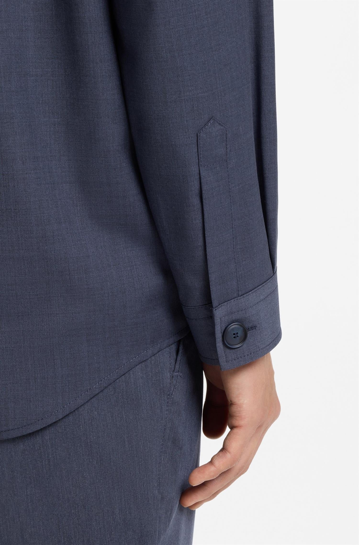 P-Carper Overshirt in washable air wool Blue