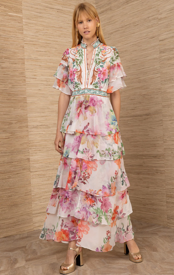 Itzayana Chiffon Maxi Dress Ivory