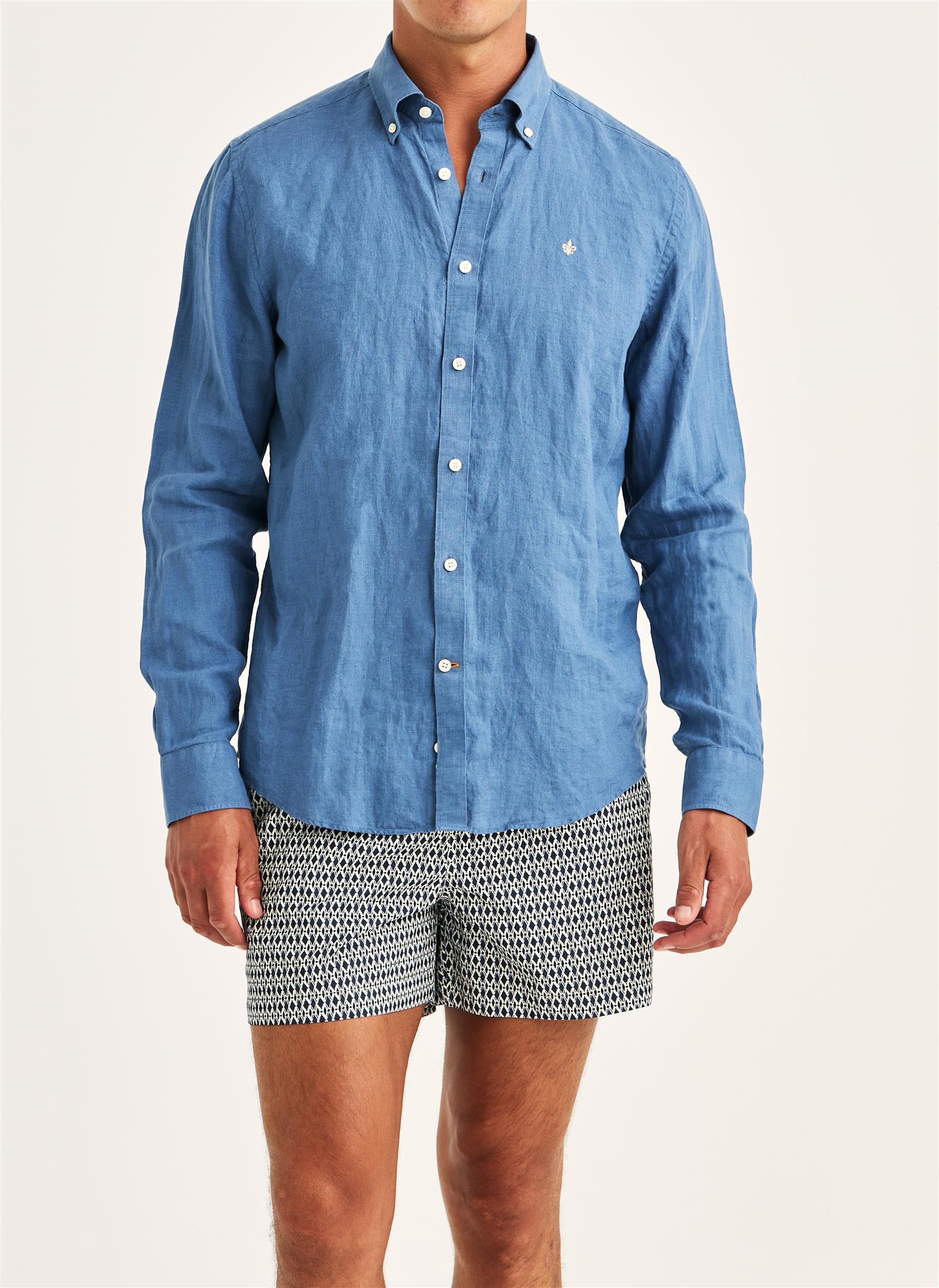 Douglas linen shirt classic fit Blue