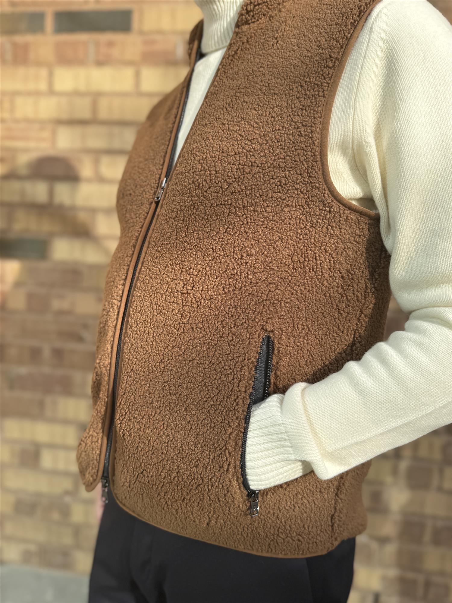 Pile Fleece Vest Rustic Brown