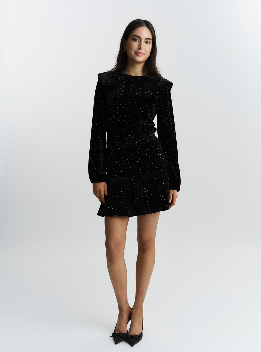 Kendra Stud Velour Blouse Black