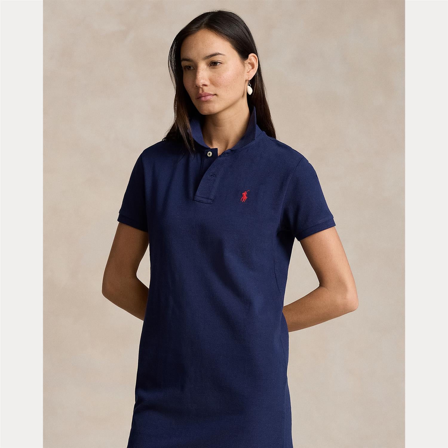 Cotton Mesh Polo Dress Newport navy