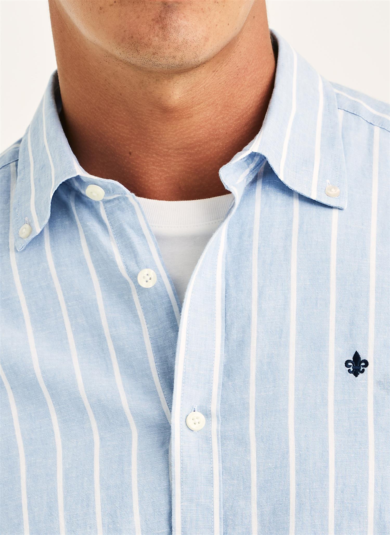 Douglas linen mix stripe classic Light Blue