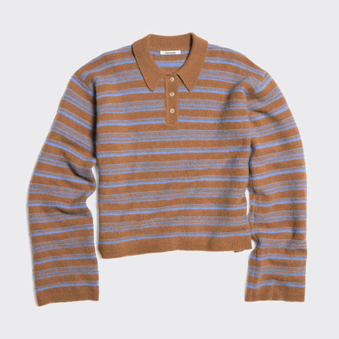 Olivia Wool Polo Brown Stripe