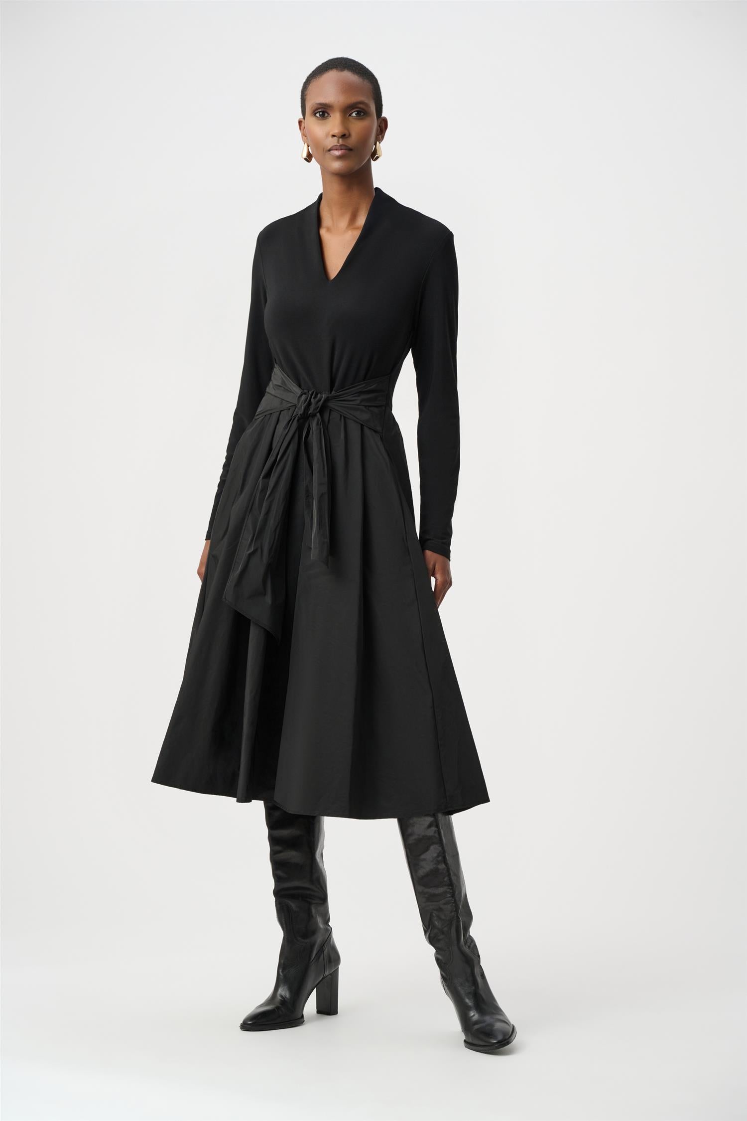 Silky Knit and Memory Fit and Flare Dress Black