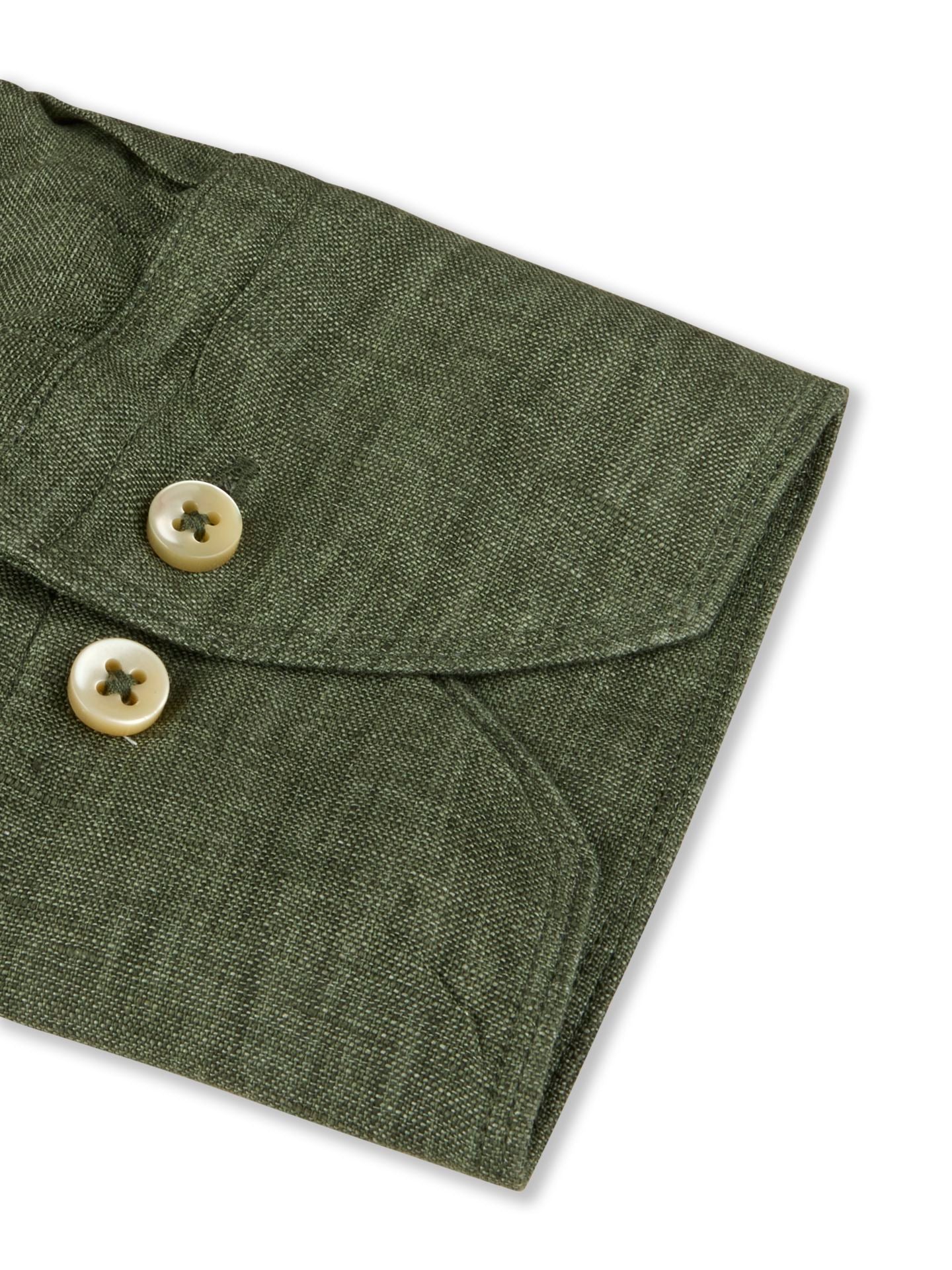 Regular Green Linen Casual Shirt