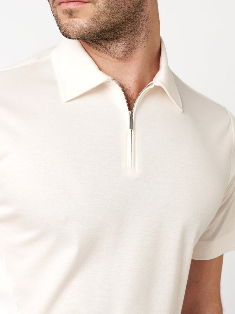 Luxury Two Ply Polo Zip Cream