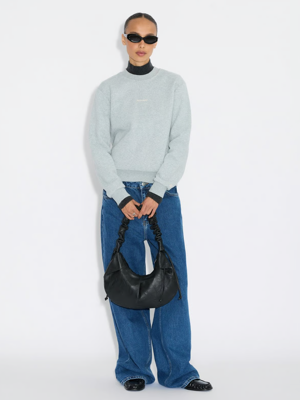 Leni Cocoon Leather Bag Black