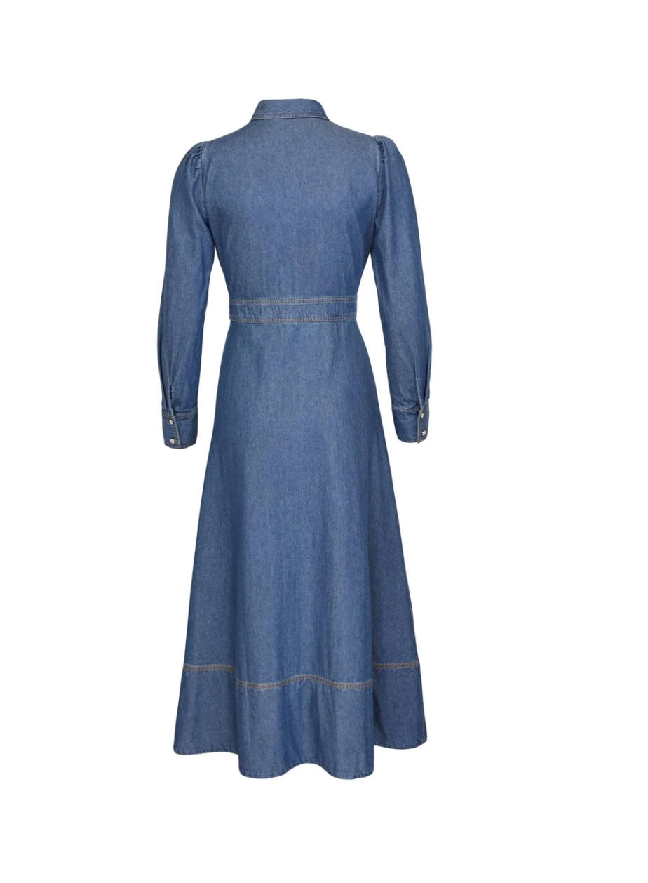 Denim Button-Down Dress, French Blue