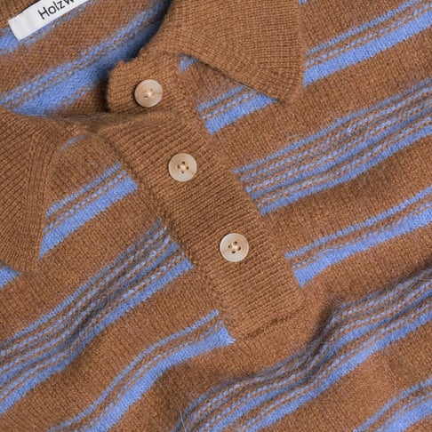 Olivia Wool Polo Brown Stripe