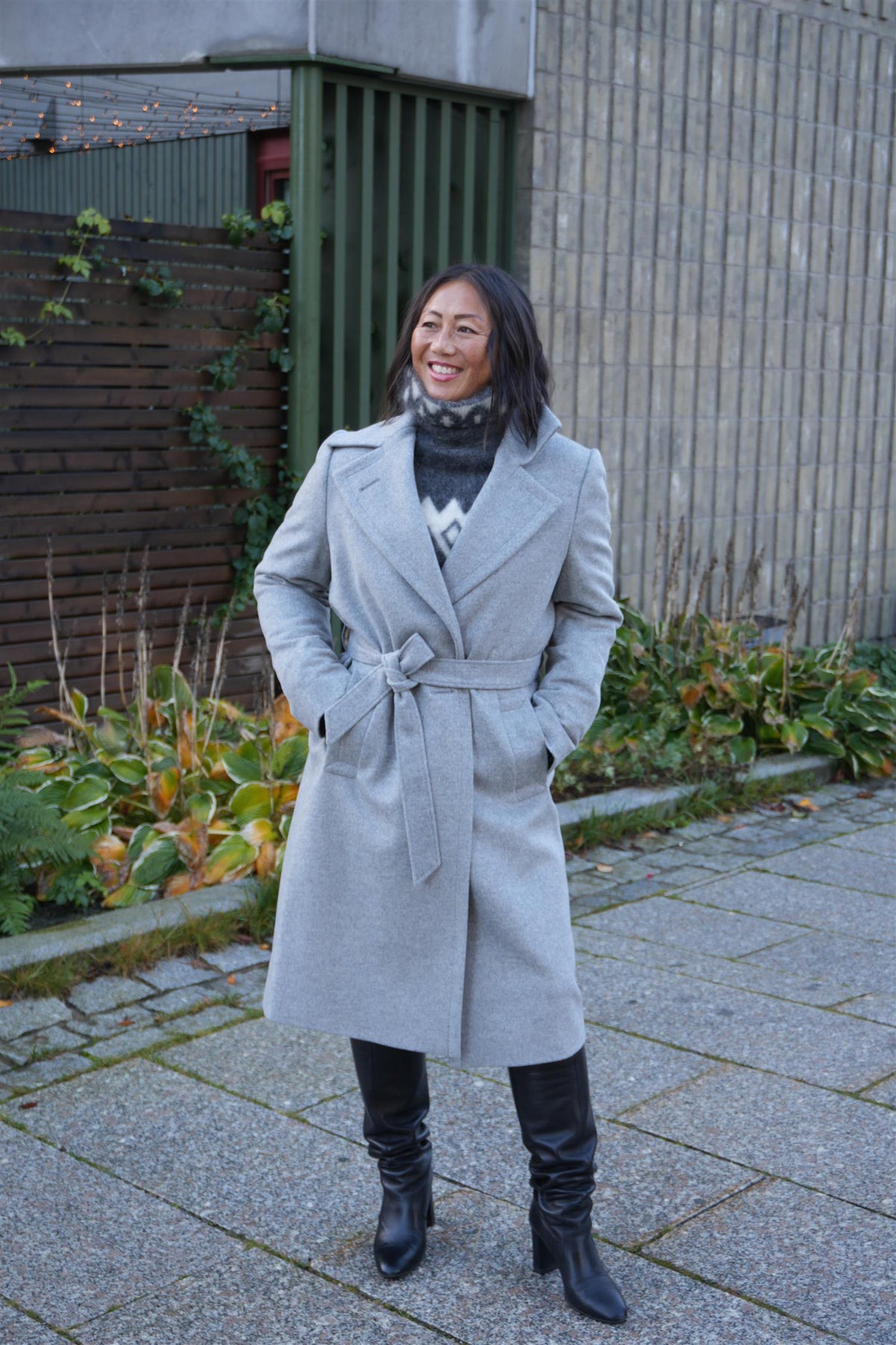 Clareta Belt Midi Smoky Grey Cashmere Coat