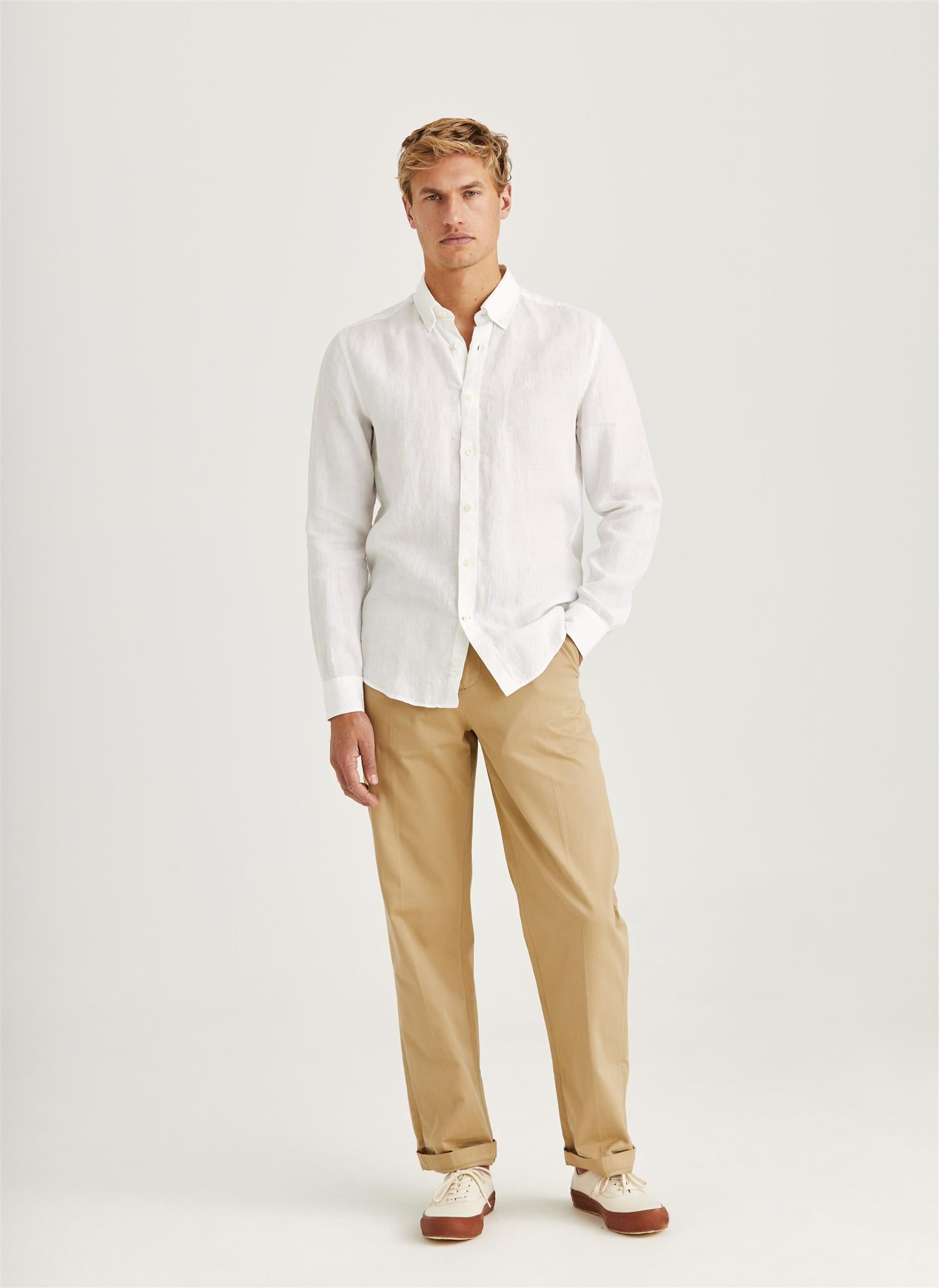 Douglas Linen Shirt-Classic Fit White