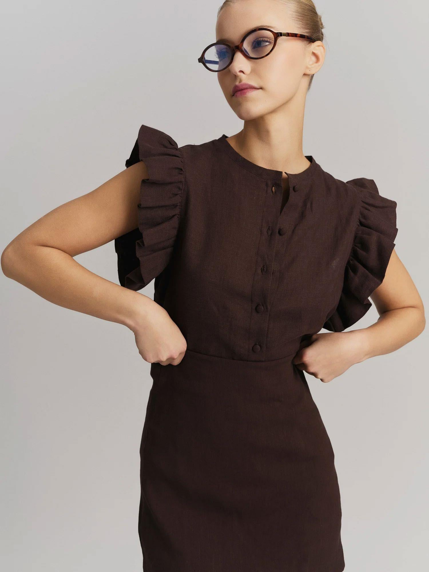 Pauline Linen Shirt Dark Brown