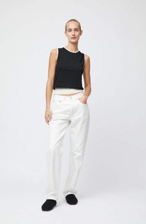 CLASSIC MERINO TANK BLACK CREAM