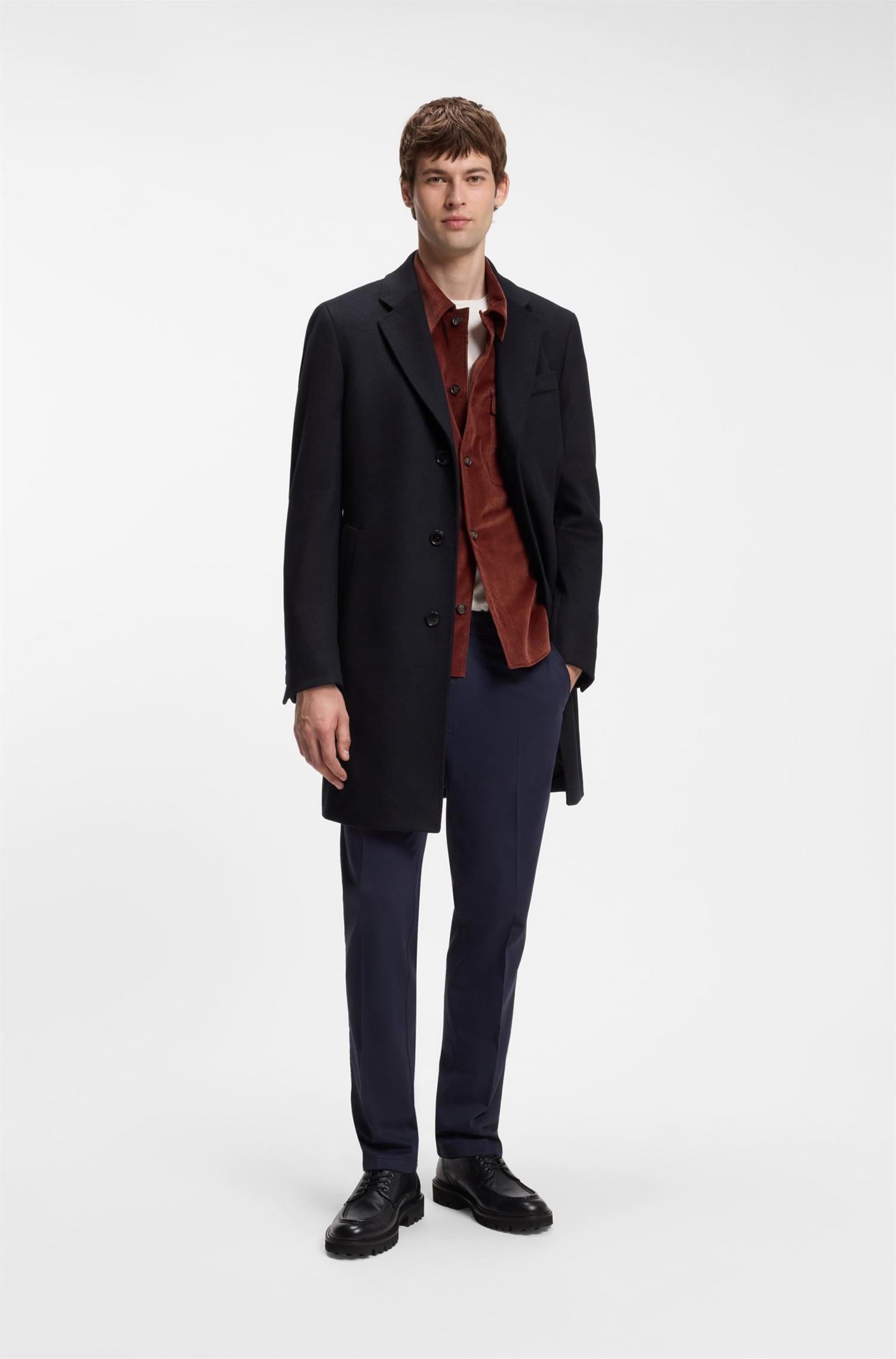 H-Hyde Formal Coat In Wool And Cashmere Navy