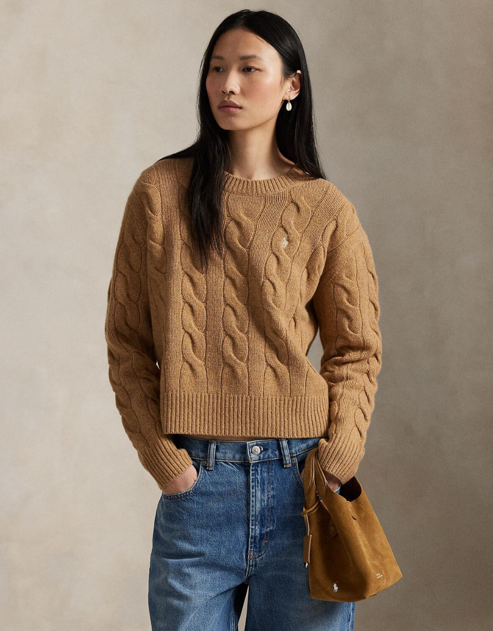 Cable Knit Wool/Cash Camel