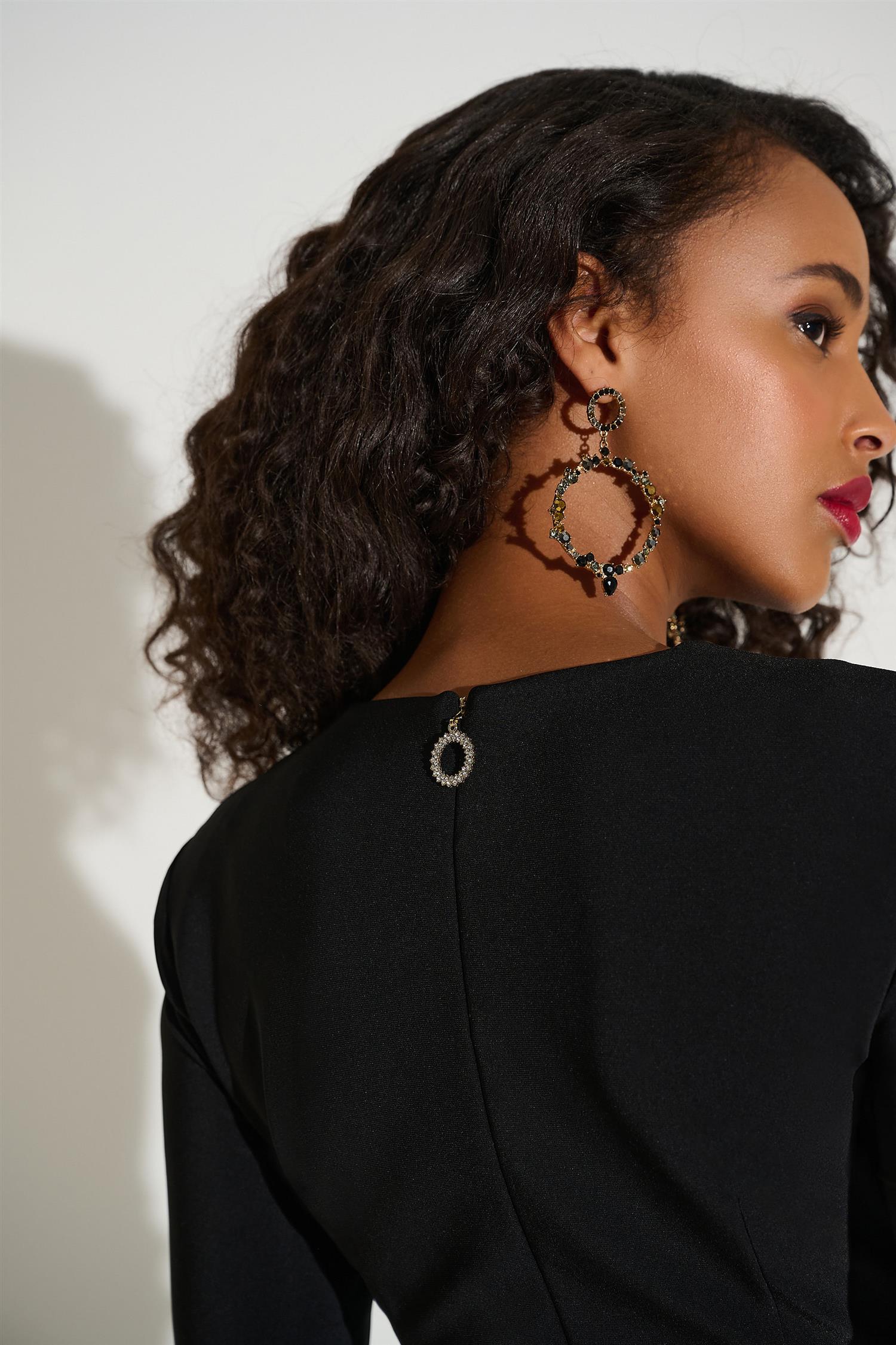 Silky Knit & Stretch Taffeta Sheat Dress Black/White