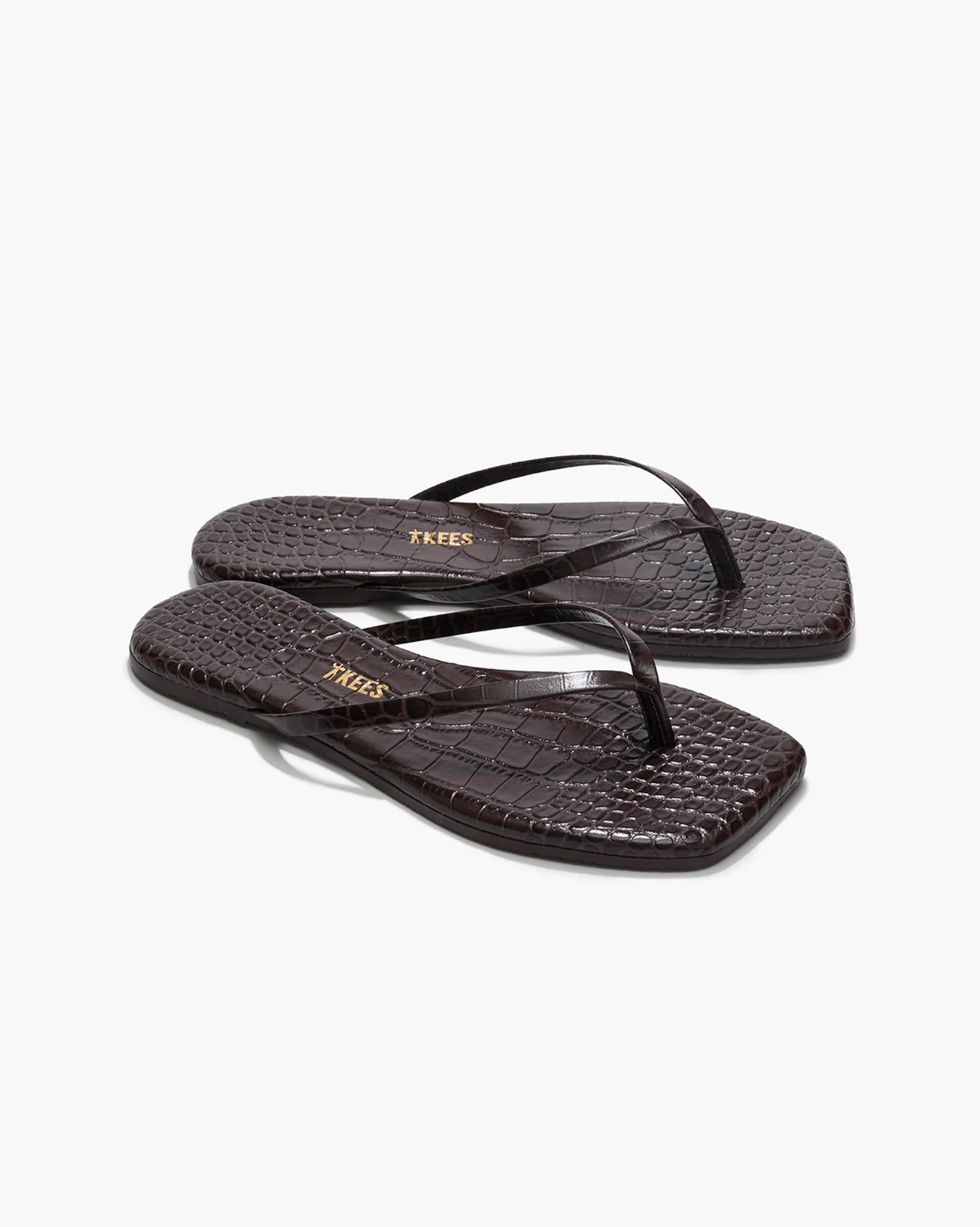TKEES Square Toe Lily Croco Carob