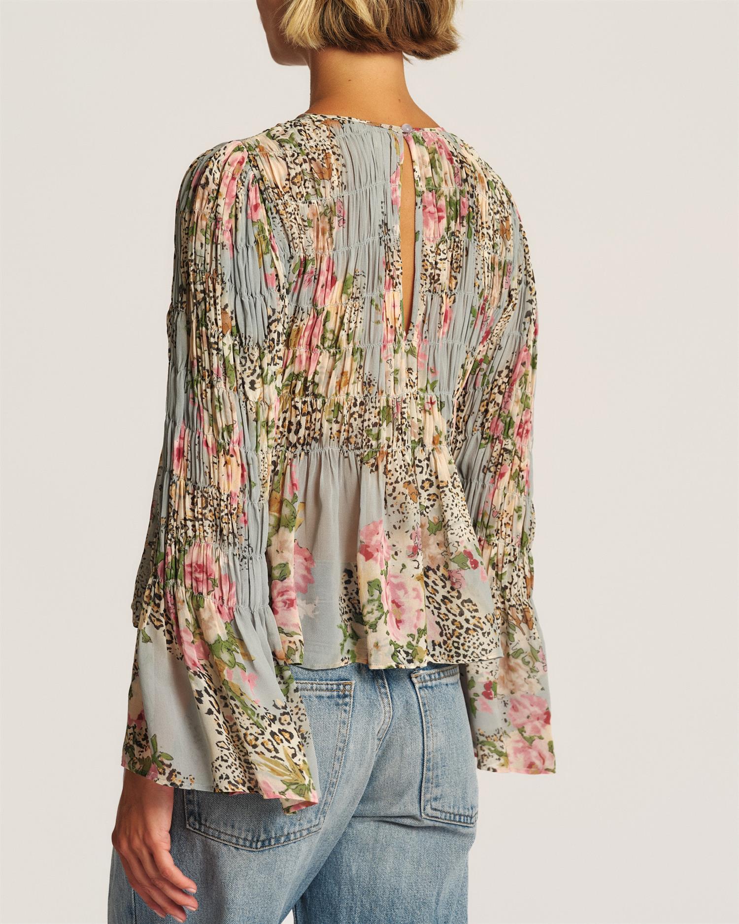 Georgette Smocking Top Wild Flower