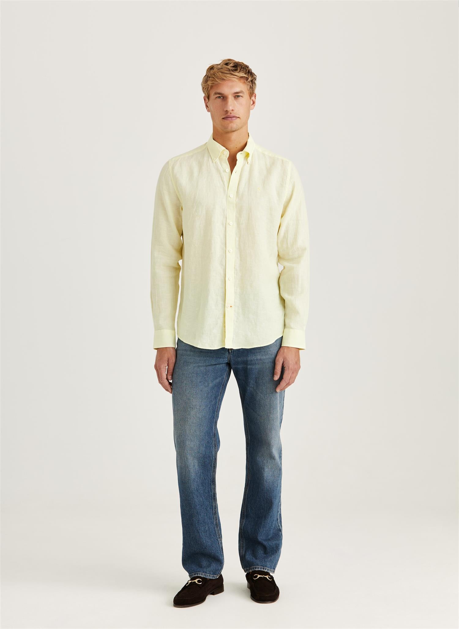 Douglas Linen Shirt-Classic Fit Yellow