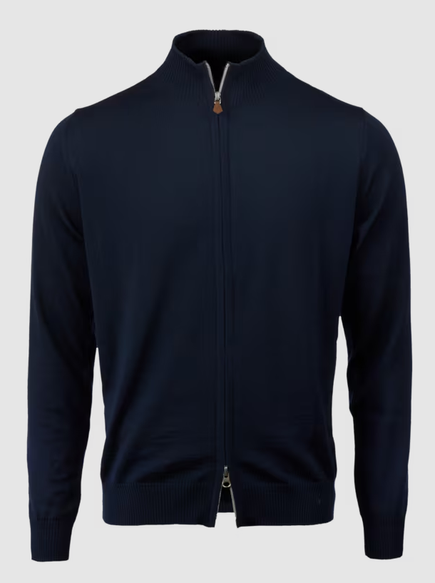 Cardigan Knitted Fullzip Merino Wool Navy
